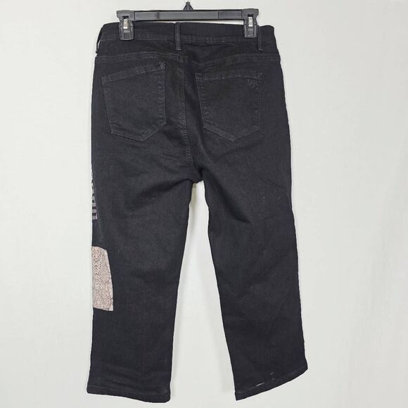 DG2 Diane Gilman Black Embroidered Jeans Size 12 - Picture 7 of 8